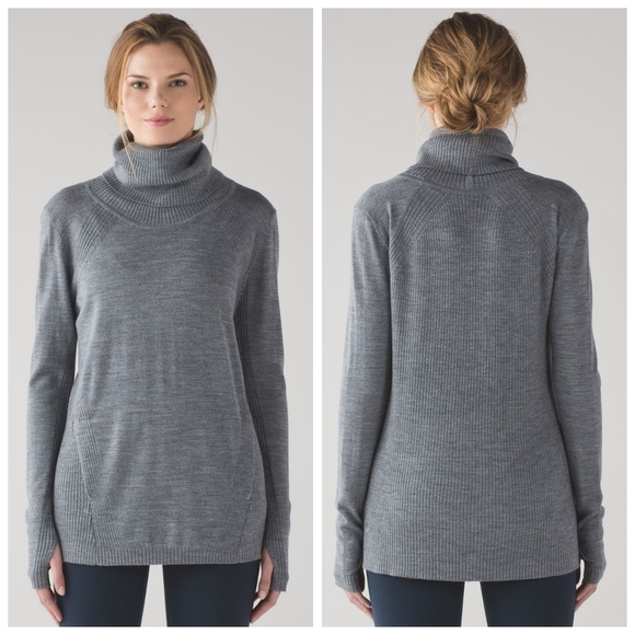 lululemon athletica Sweaters - Lululemon Sweat And Savasana Merino Wool Grey Cozy Sweater Cabincore Size 4